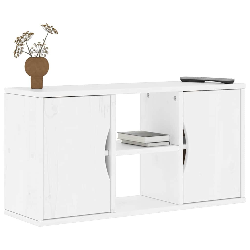 vidaXL ТВ шкаф „ODDA“ бял 79x24x40 см масивна дървесина бор