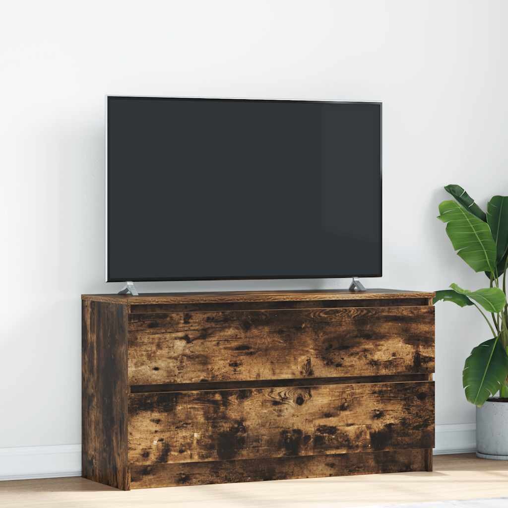 vidaXL ТВ шкаф опушен дъб 100x35x54 cm Инженерна дървесина