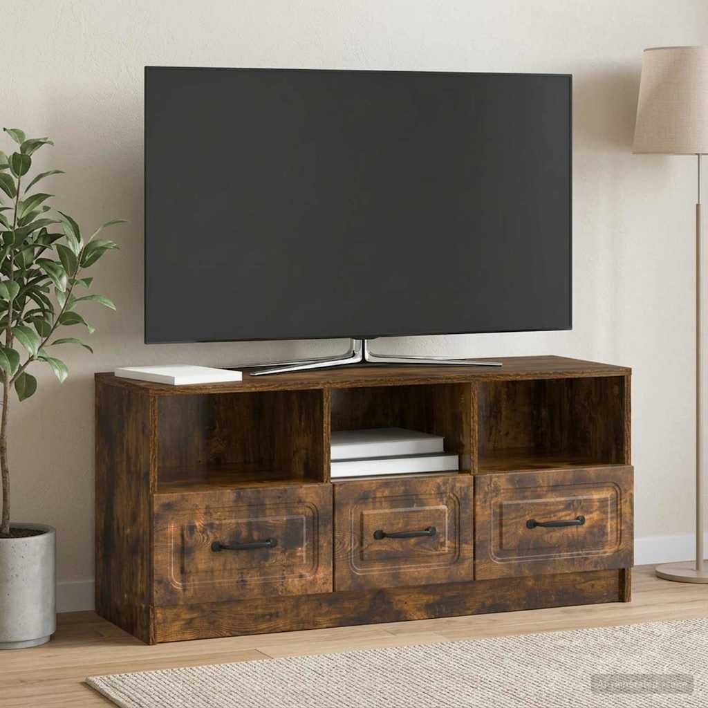 vidaXL ТВ шкаф Опушен дъб 102 x 345 x 47 см Инженерна дървесина