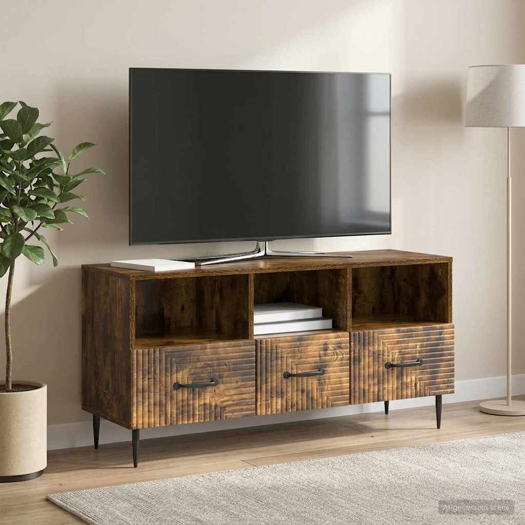 vidaXL ТВ шкаф Опушен дъб 102 x 345 x 50 см Инженерна дървесина