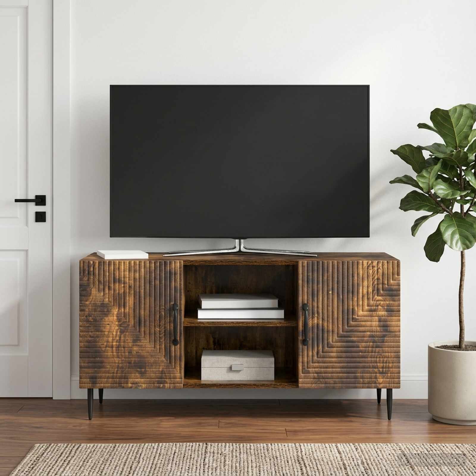 vidaXL ТВ шкаф Опушен дъб 102 x 345 x 50 см Инженерна дървесина