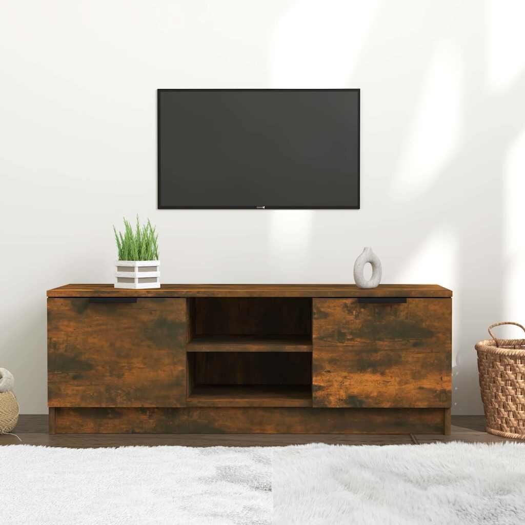 vidaXL ТВ шкаф Опушен дъб 102x35x365 см инженерно дърво
