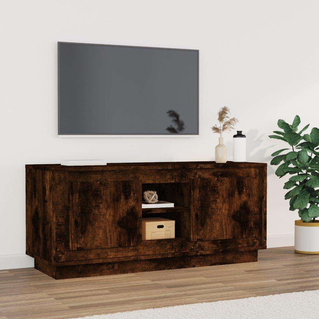 vidaXL ТВ шкаф oпушен дъб 102x35x45 см инженерно дърво