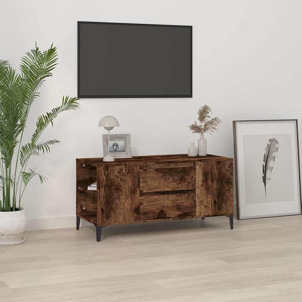 vidaXL ТВ шкаф опушен дъб 102x445x50 см инженерно дърво