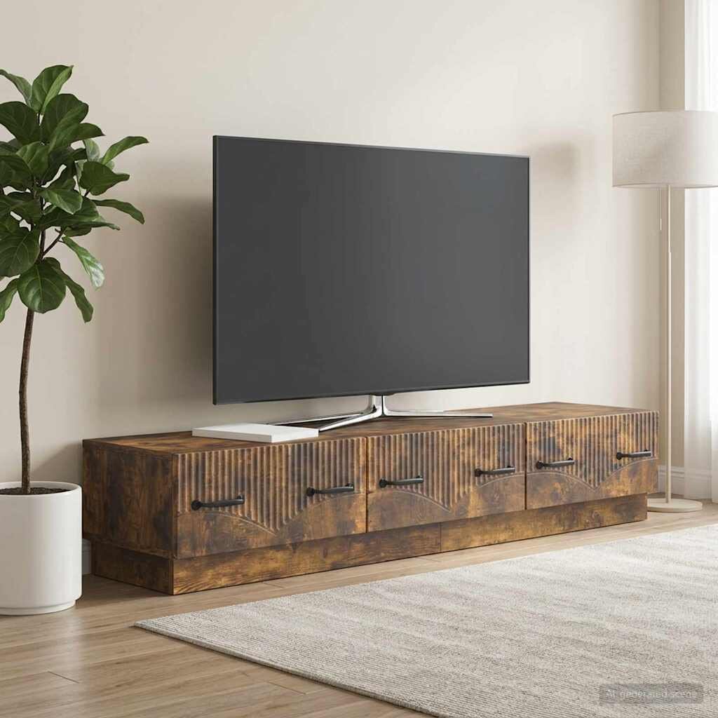 vidaXL ТВ шкаф Опушен дъб 147 x 345 x 27 см Инженерна дървесина