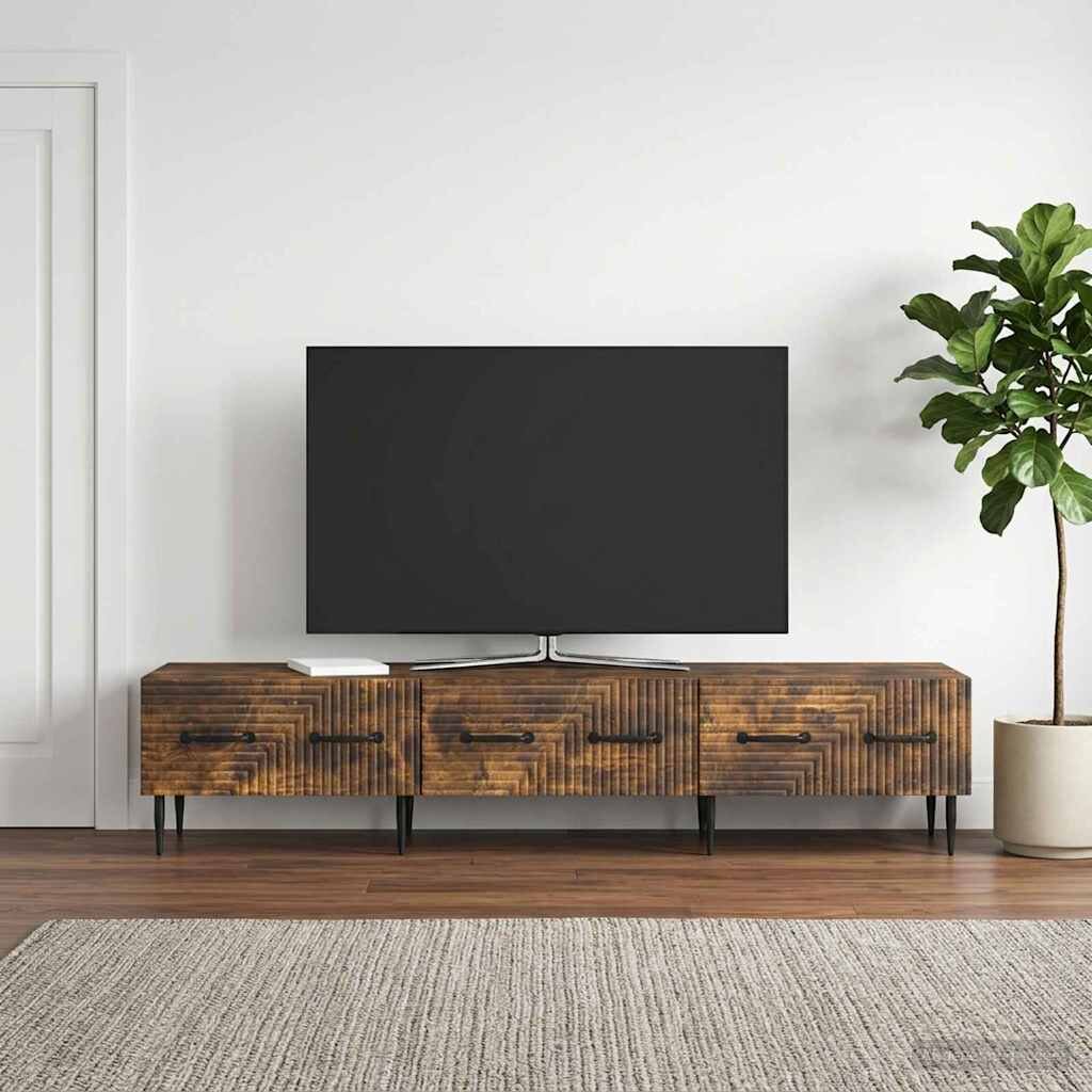 vidaXL ТВ шкаф Опушен дъб 147 x 345 x 30 см Инженерна дървесина