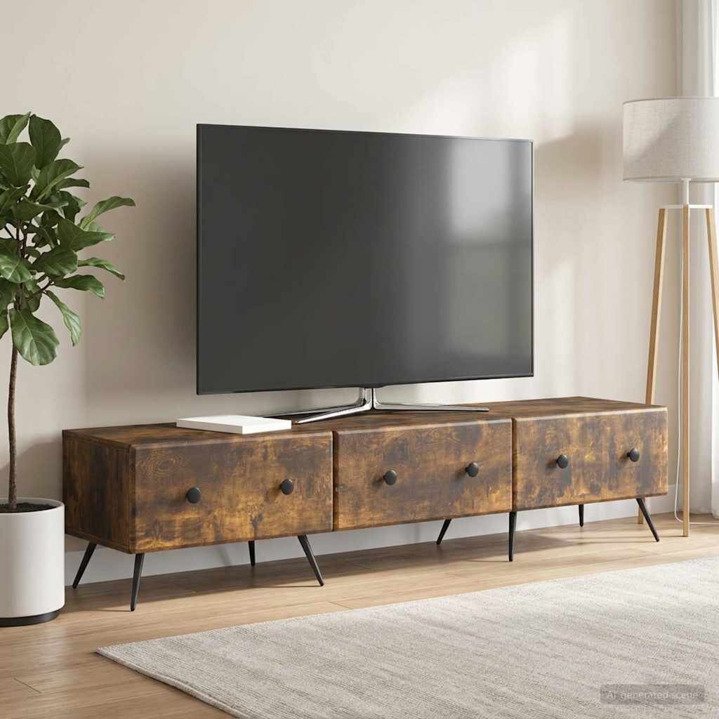 vidaXL ТВ шкаф Опушен дъб 147 x 345 x 30 см Инженерна дървесина