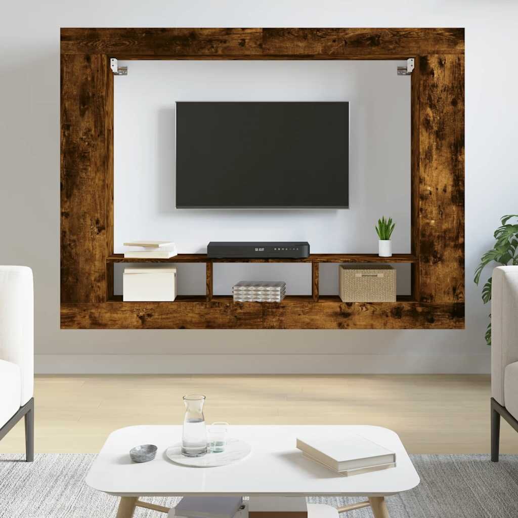 vidaXL ТВ шкаф опушен дъб 152x22x113 см инженерно дърво
