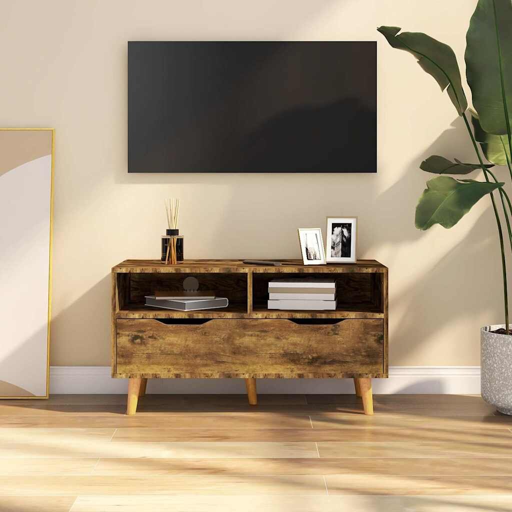 vidaXL ТВ шкаф опушен дъб 90x40x485 см инженерно дърво