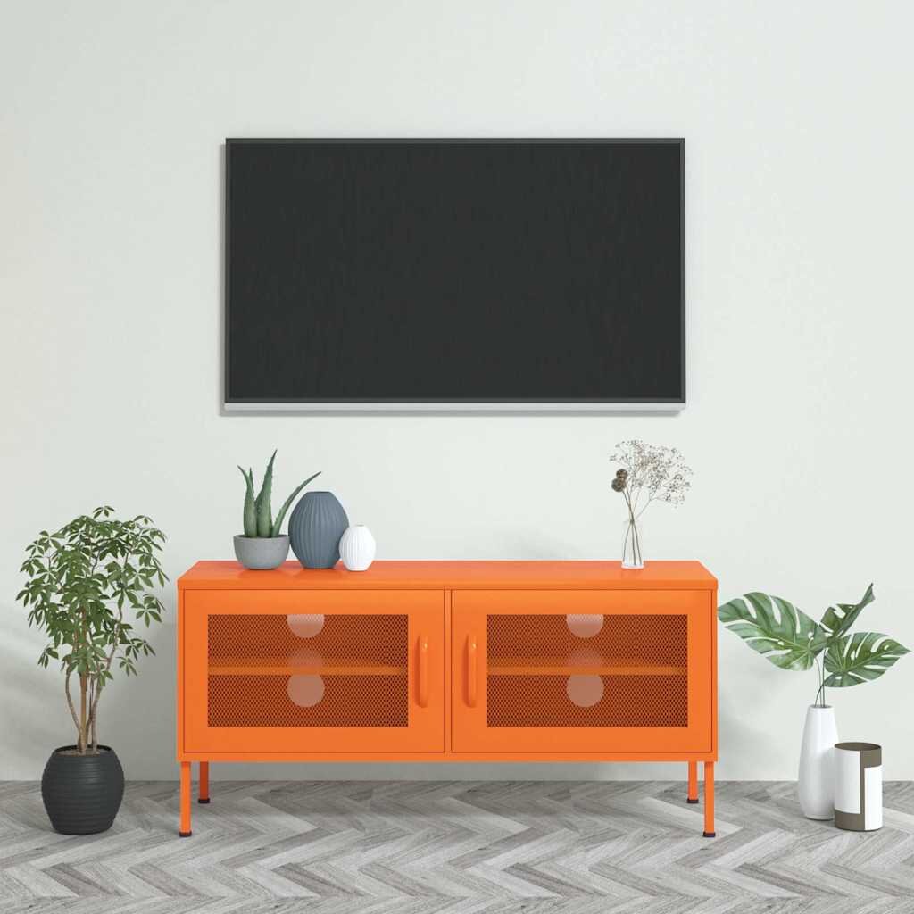 vidaXL ТВ шкаф оранжев 105x35x50 см стомана