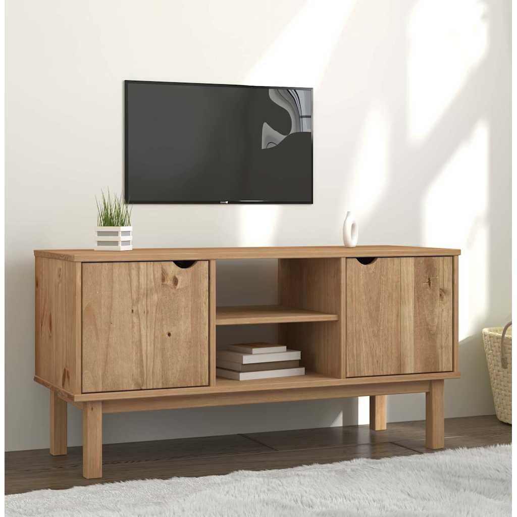 vidaXL ТВ шкаф OTTA 1135x43x57 см борово дърво масив