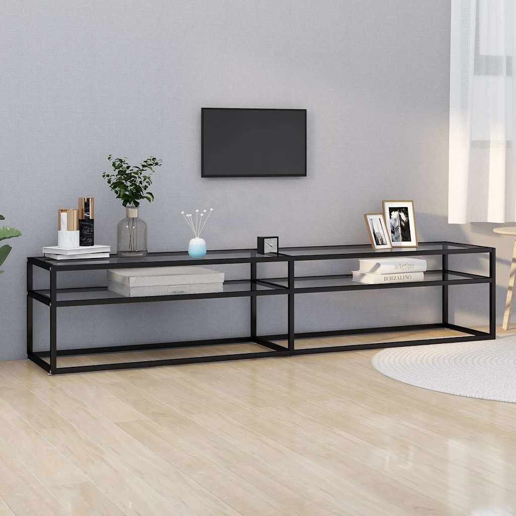 vidaXL ТВ шкаф прозрачен 200x40x405 см закалено стъкло