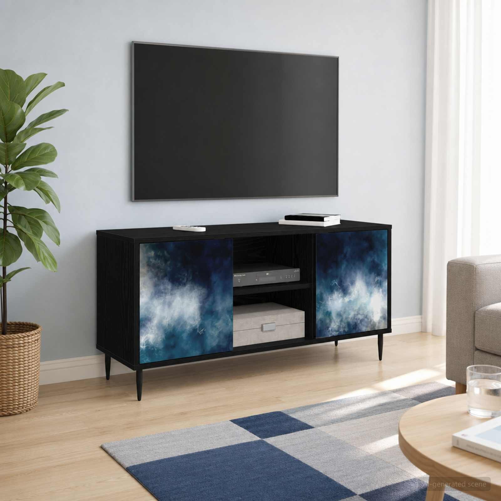 vidaXL ТВ шкаф RAALTE 102 x 33 x 51 см Черен дъб Инженерна дървесина
