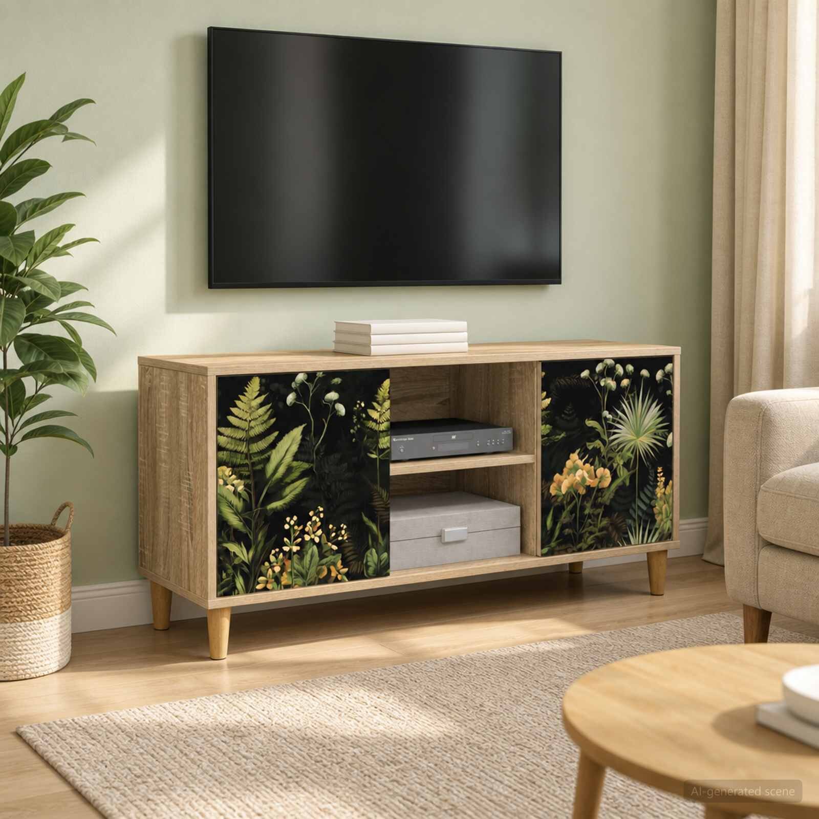 vidaXL ТВ шкаф RHENEN 102 x 33 x 50 см Сонома Инженерна дървесина