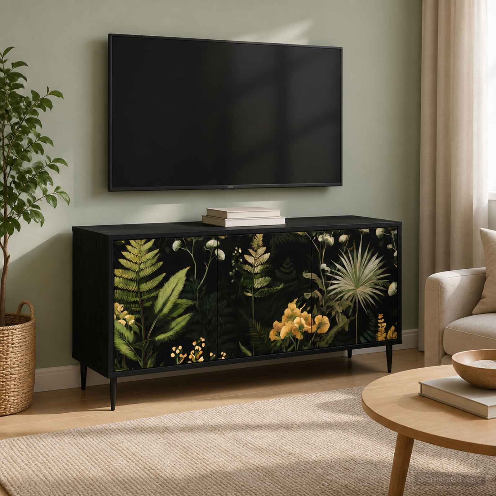 vidaXL ТВ шкаф RHENEN 102 x 33 x 51 см Черен дъб Инженерна дървесина