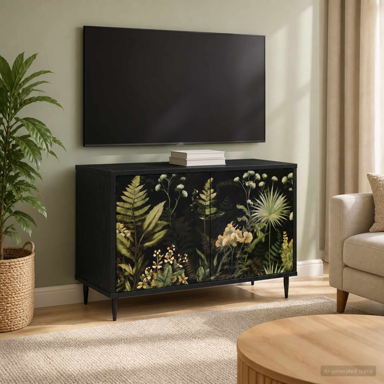 vidaXL ТВ шкаф RHENEN 69 x 33 x 505 см Черен дъб Инженерна дървесина
