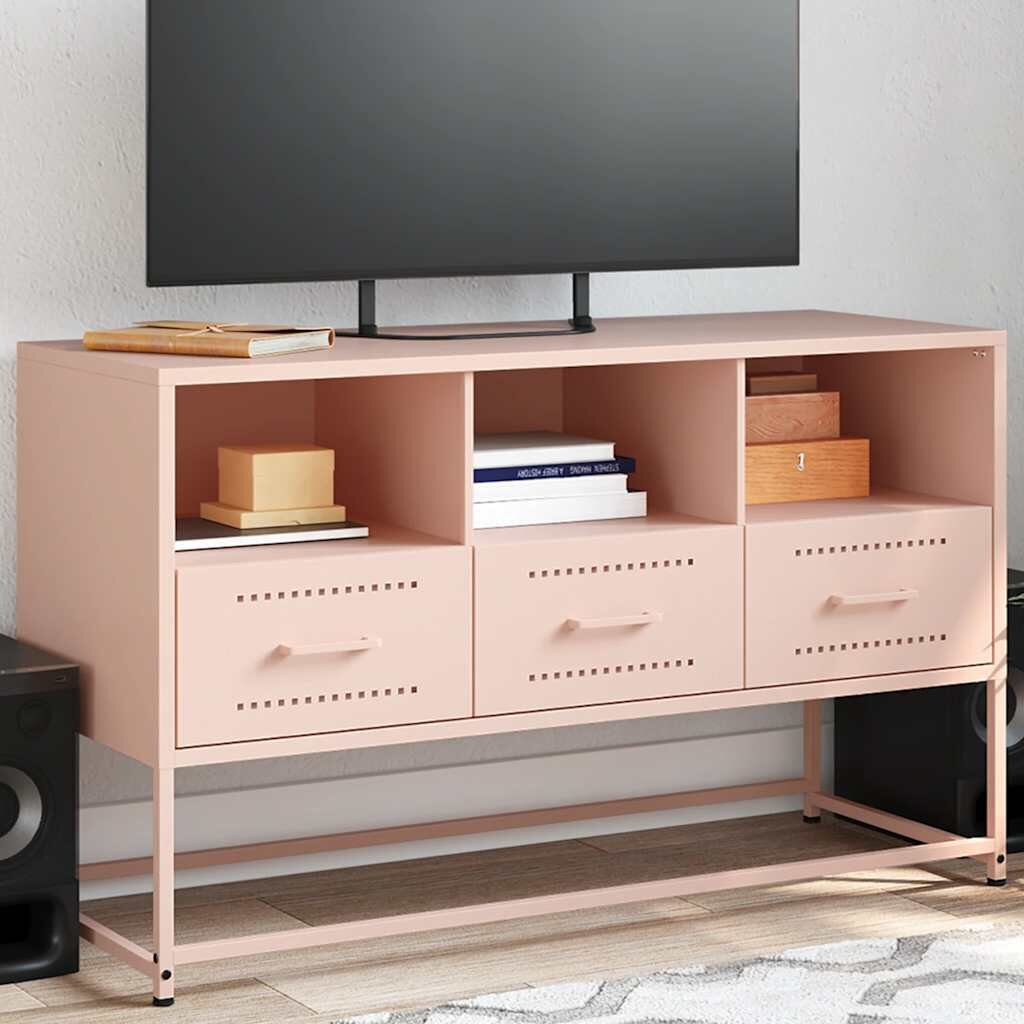 vidaXL ТВ шкаф розов 1005x39x605 см стомана