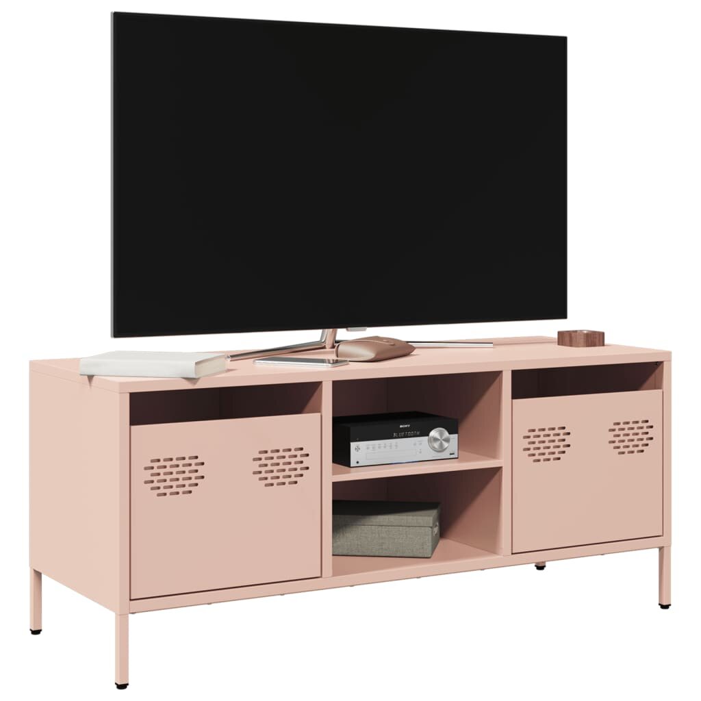vidaXL ТВ шкаф розов 1015x39x435 см студеновалцувана стомана