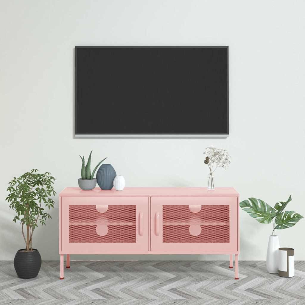 vidaXL ТВ шкаф розов 105x35x50 см стомана
