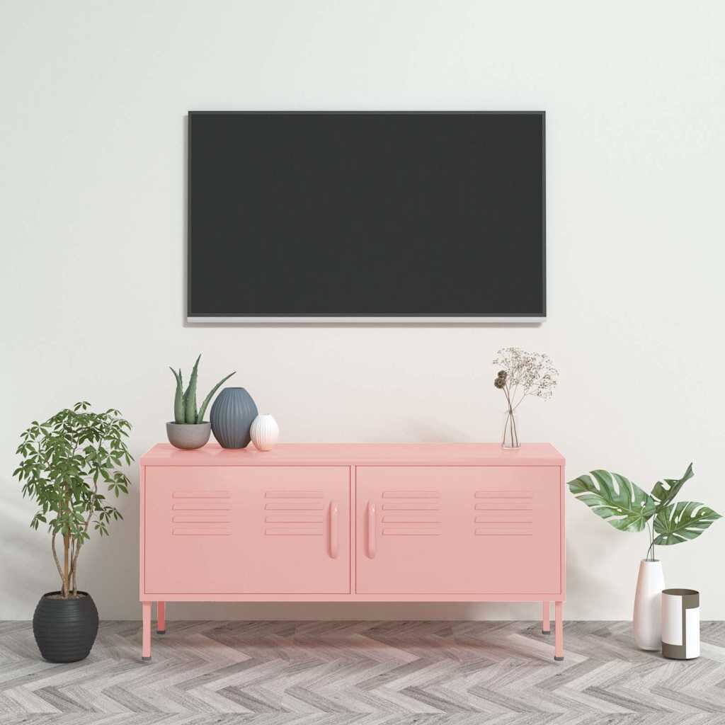 vidaXL ТВ шкаф розов 105x35x50 см стомана