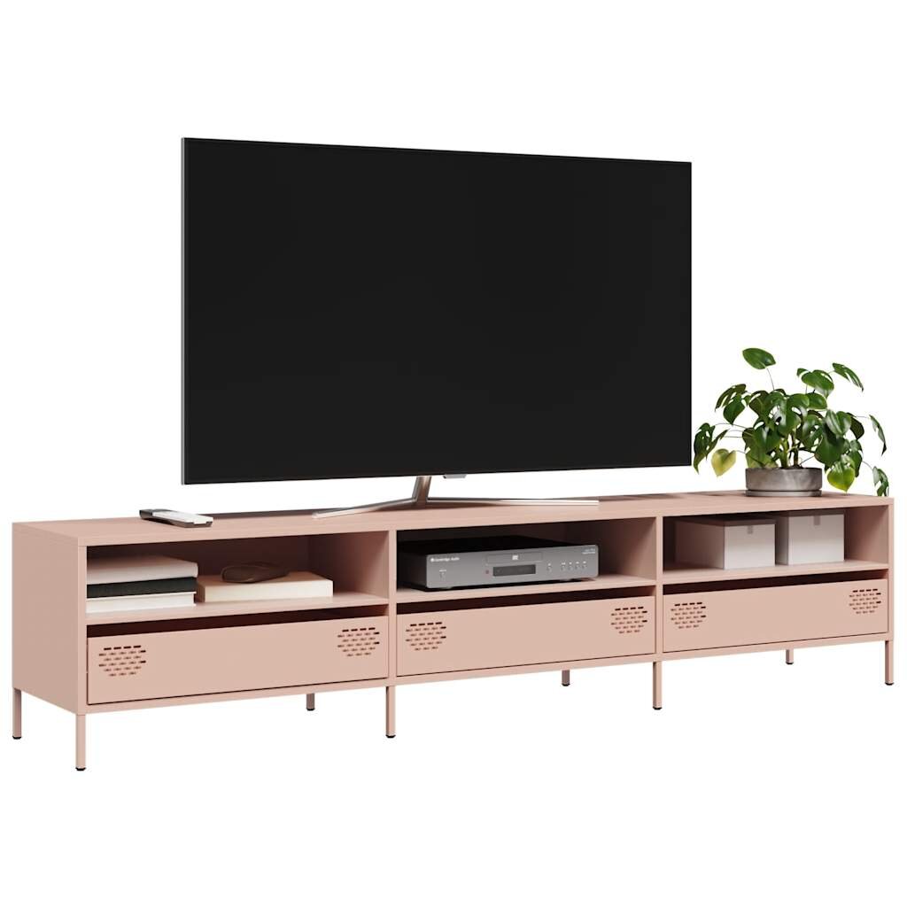 vidaXL ТВ шкаф розов 202x39x435 см студеновалцувана стомана