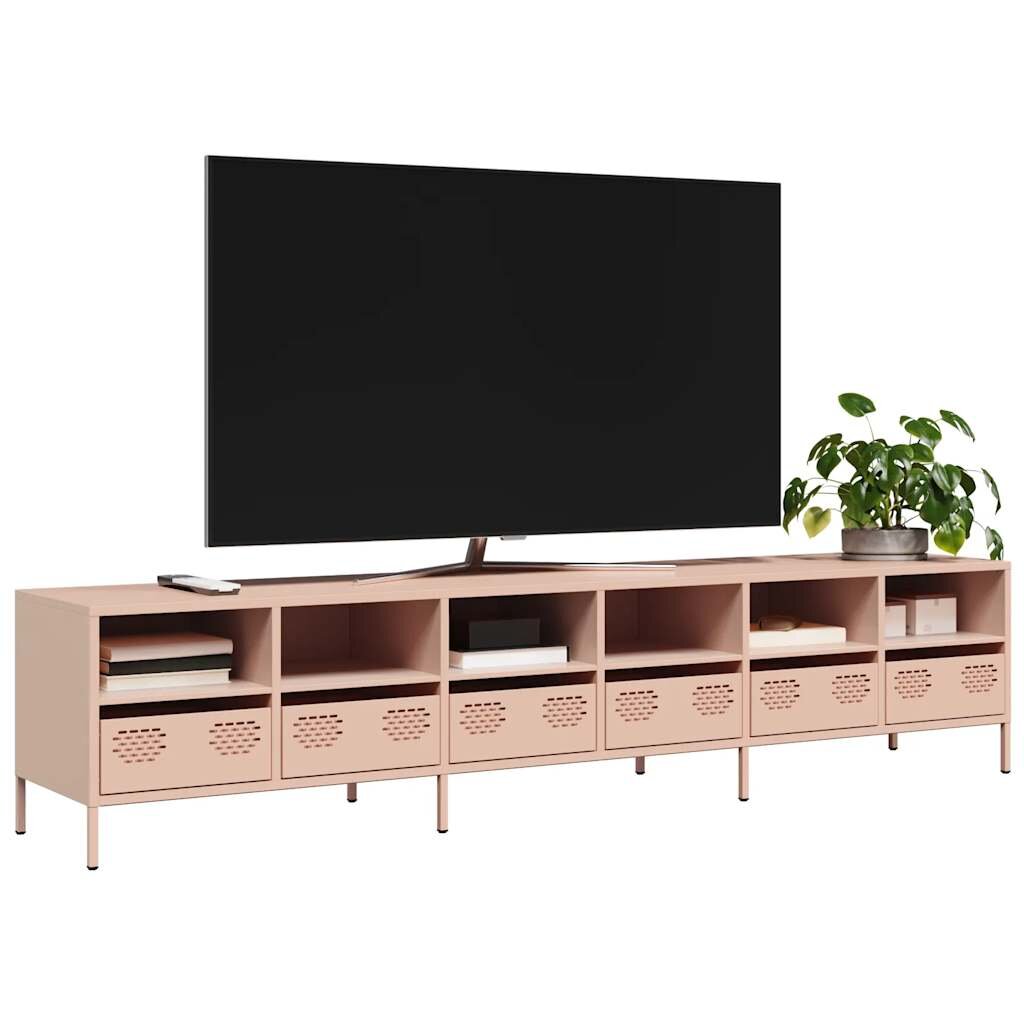 vidaXL ТВ шкаф розов 202x39x435 см студеновалцувана стомана