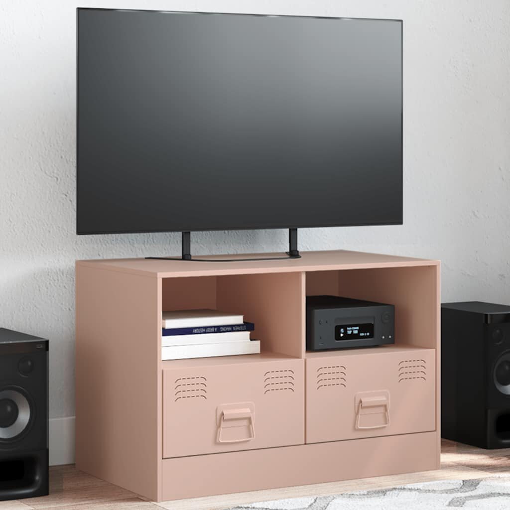 vidaXL ТВ шкаф розов 67x39x44 см стомана