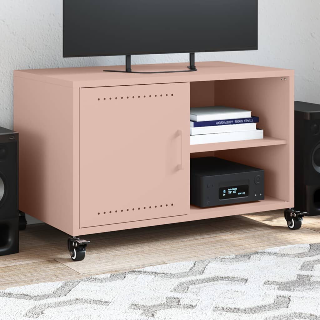 vidaXL ТВ шкаф розов 68x39x435 см стомана