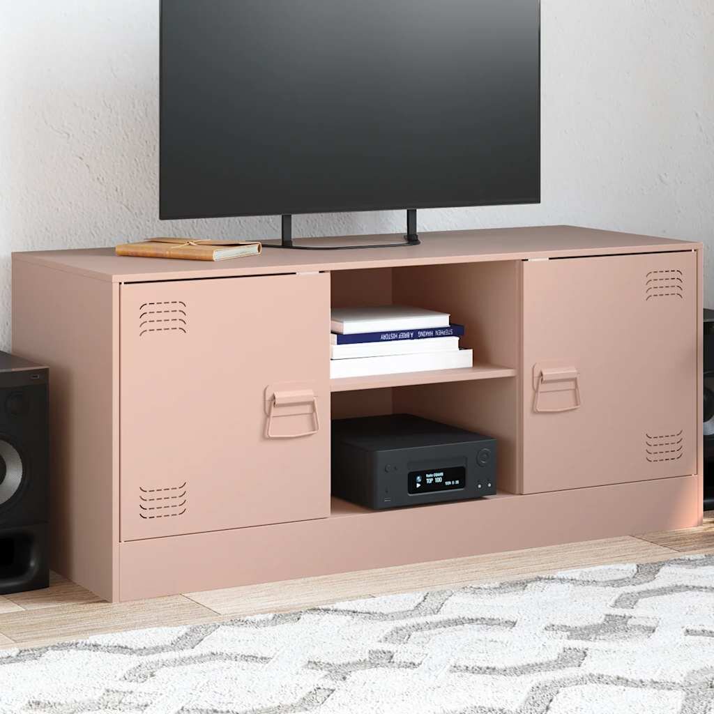 vidaXL ТВ шкаф розов 99x39x44 см стомана