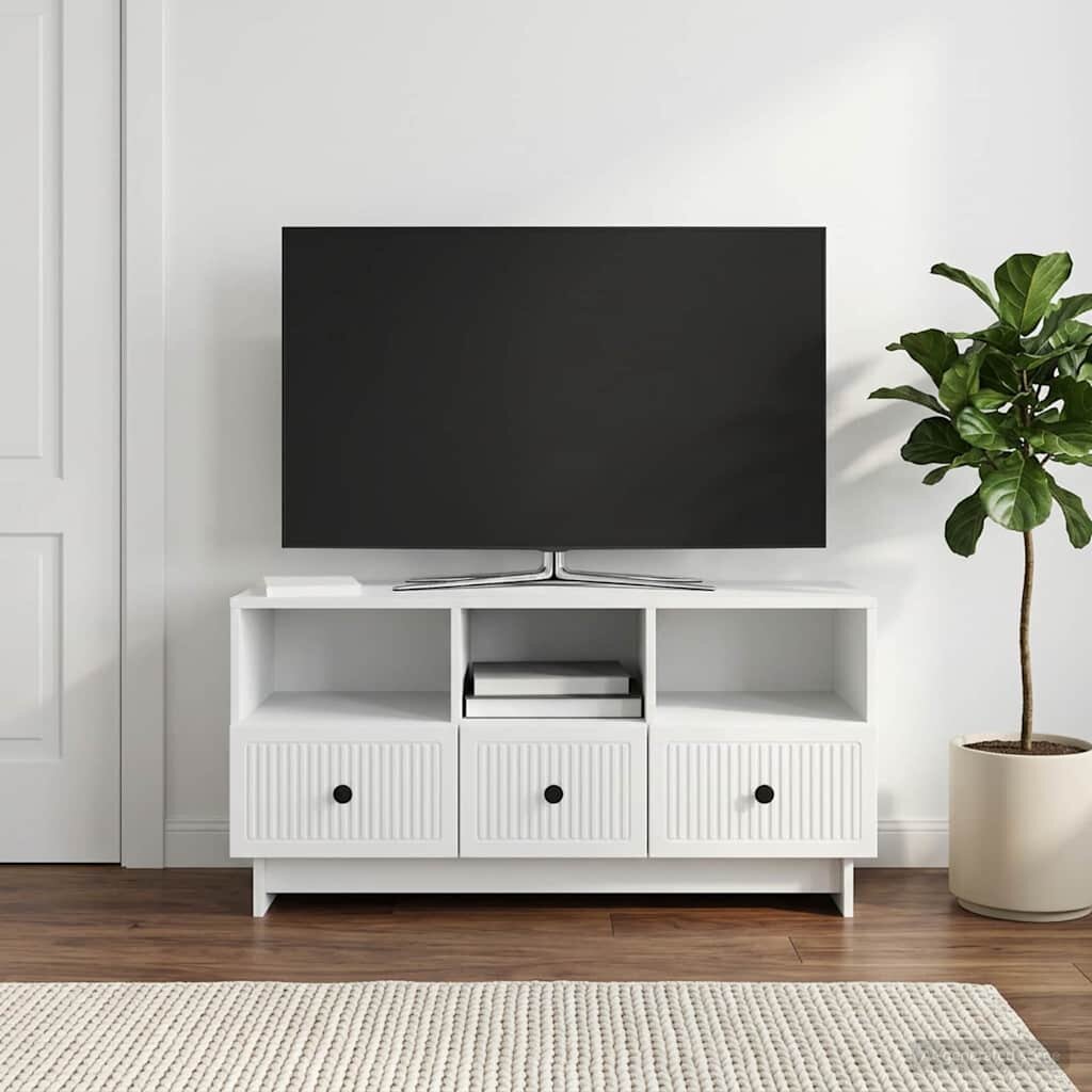 vidaXL ТВ шкаф с чекмедже Бяло 102 x 345 x 50 см Инженерна дървесина