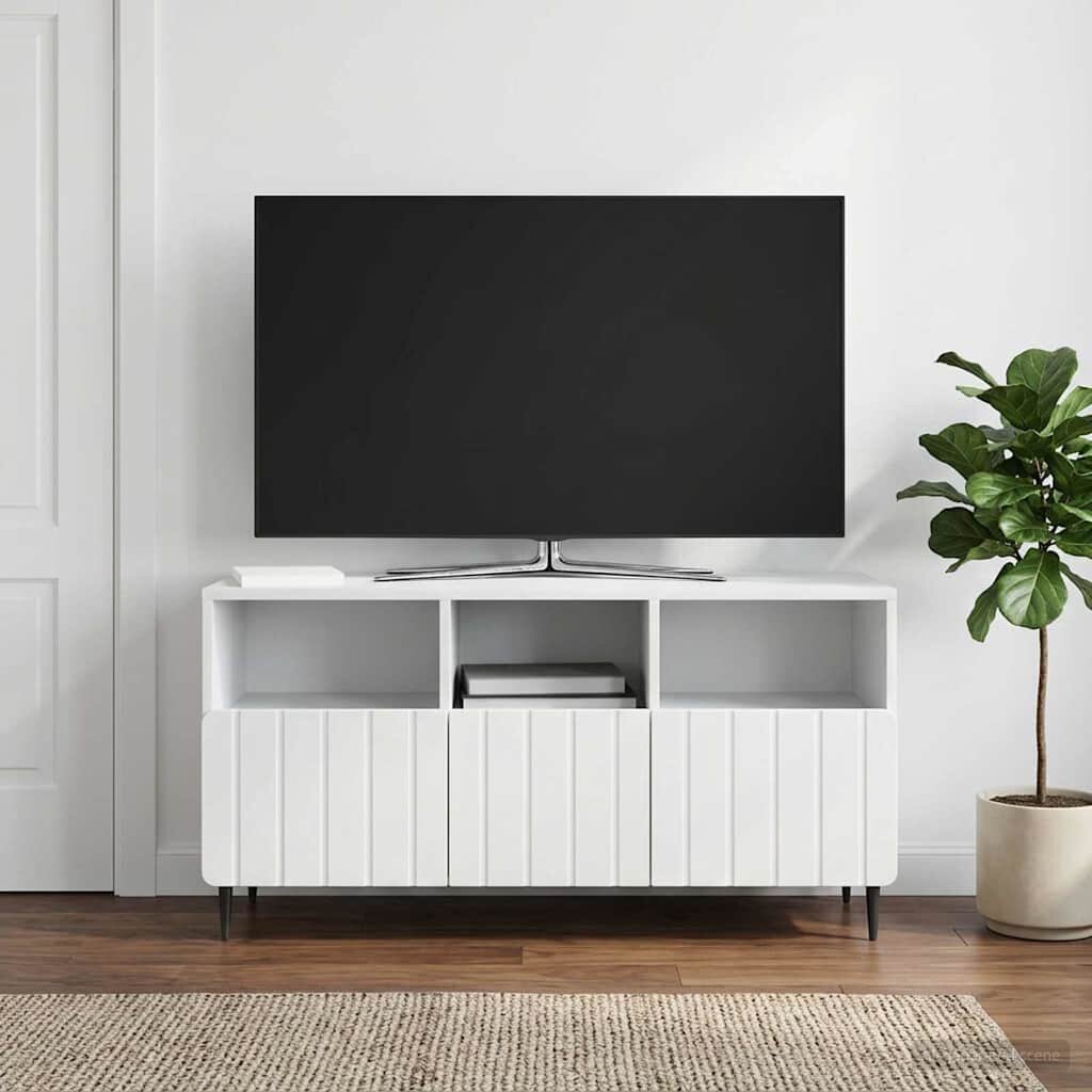 vidaXL ТВ шкаф с чекмедже Бяло 102 x 345 x 50 см Инженерна дървесина