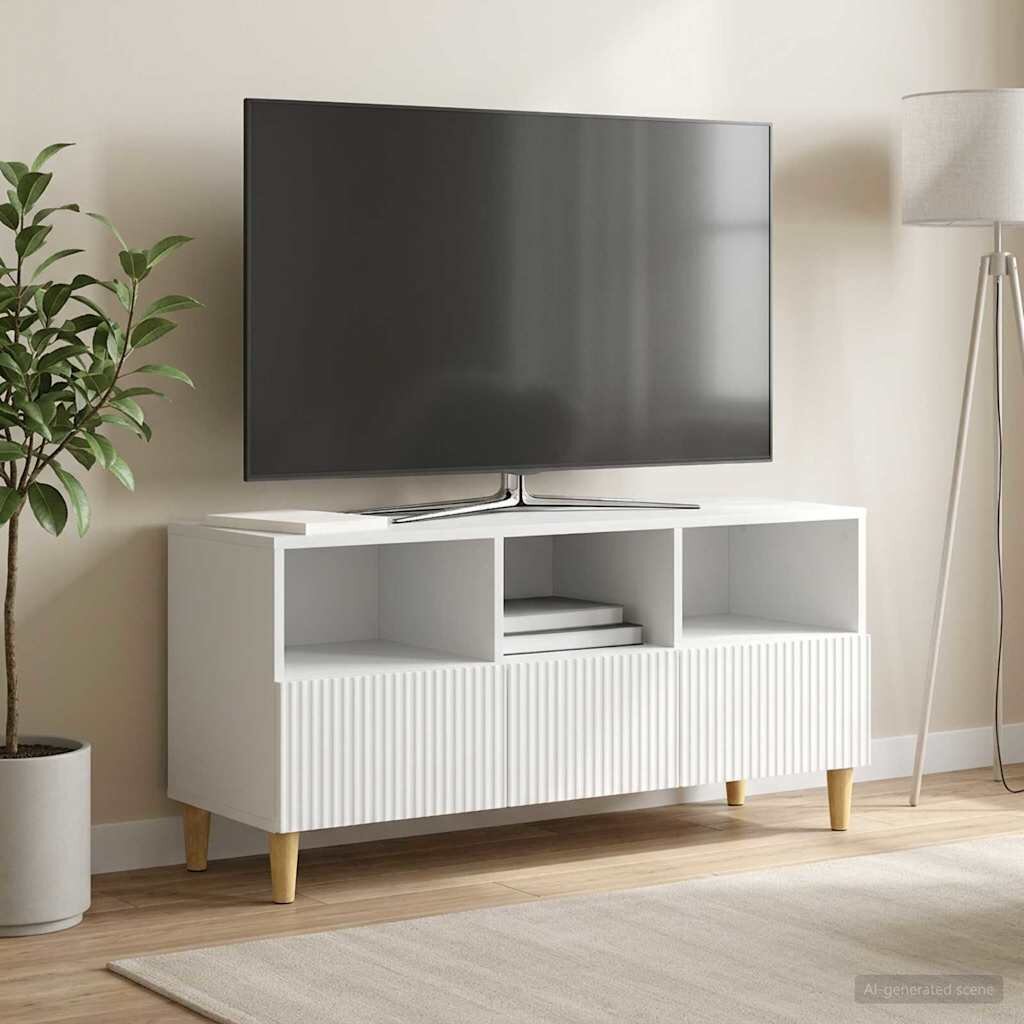 vidaXL ТВ шкаф с чекмедже Бяло 102 x 345 x 50 см Инженерна дървесина