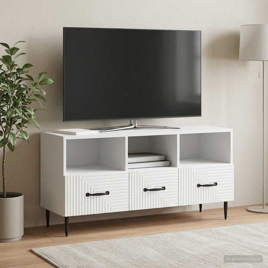 vidaXL ТВ шкаф с чекмедже Бяло 102 x 345 x 50 см Инженерна дървесина