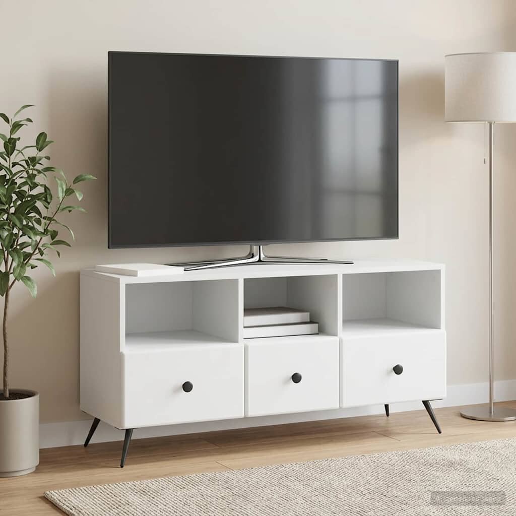vidaXL ТВ шкаф с чекмедже Бяло 102 x 345 x 50 см Инженерна дървесина