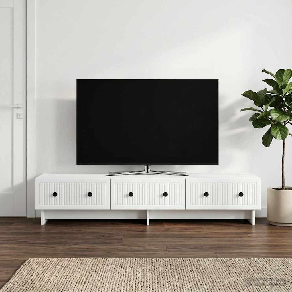 vidaXL ТВ шкаф с чекмедже Бяло 147 x 345 x 30 см Инженерна дървесина