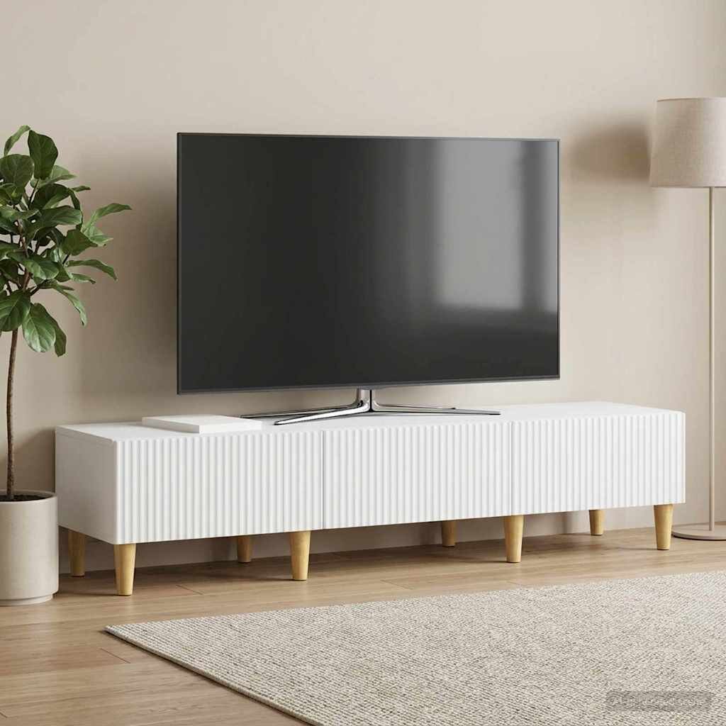 vidaXL ТВ шкаф с чекмедже Бяло 147 x 345 x 30 см Инженерна дървесина