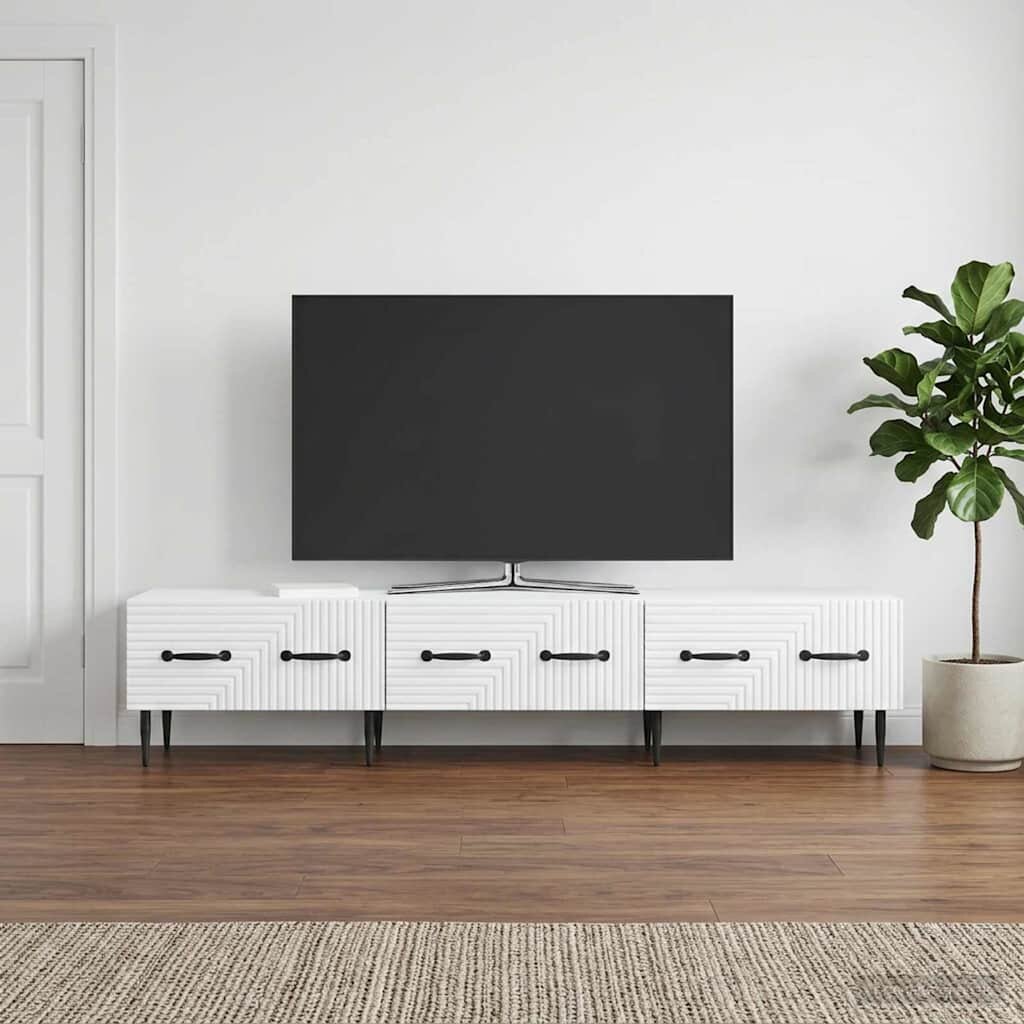 vidaXL ТВ шкаф с чекмедже Бяло 147 x 345 x 30 см Инженерна дървесина