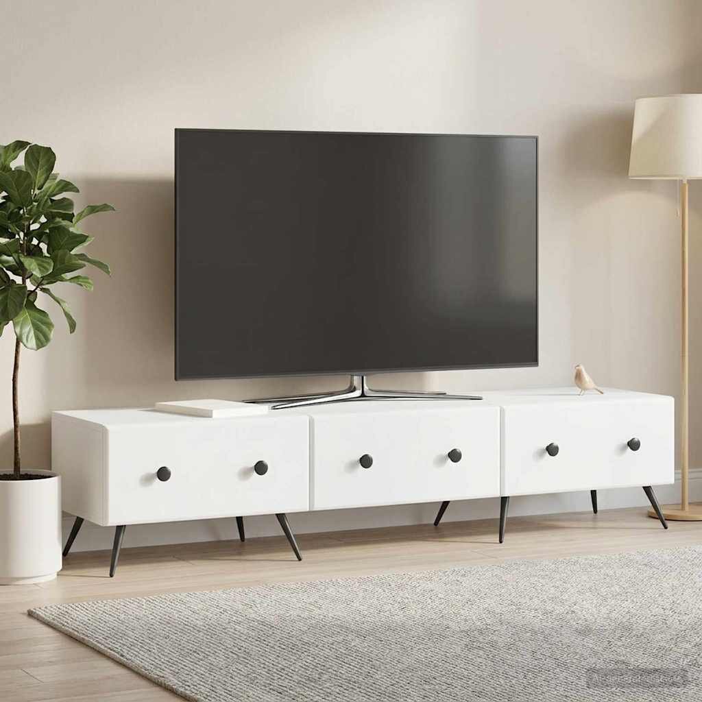 vidaXL ТВ шкаф с чекмедже Бяло 147 x 345 x 30 см Инженерна дървесина