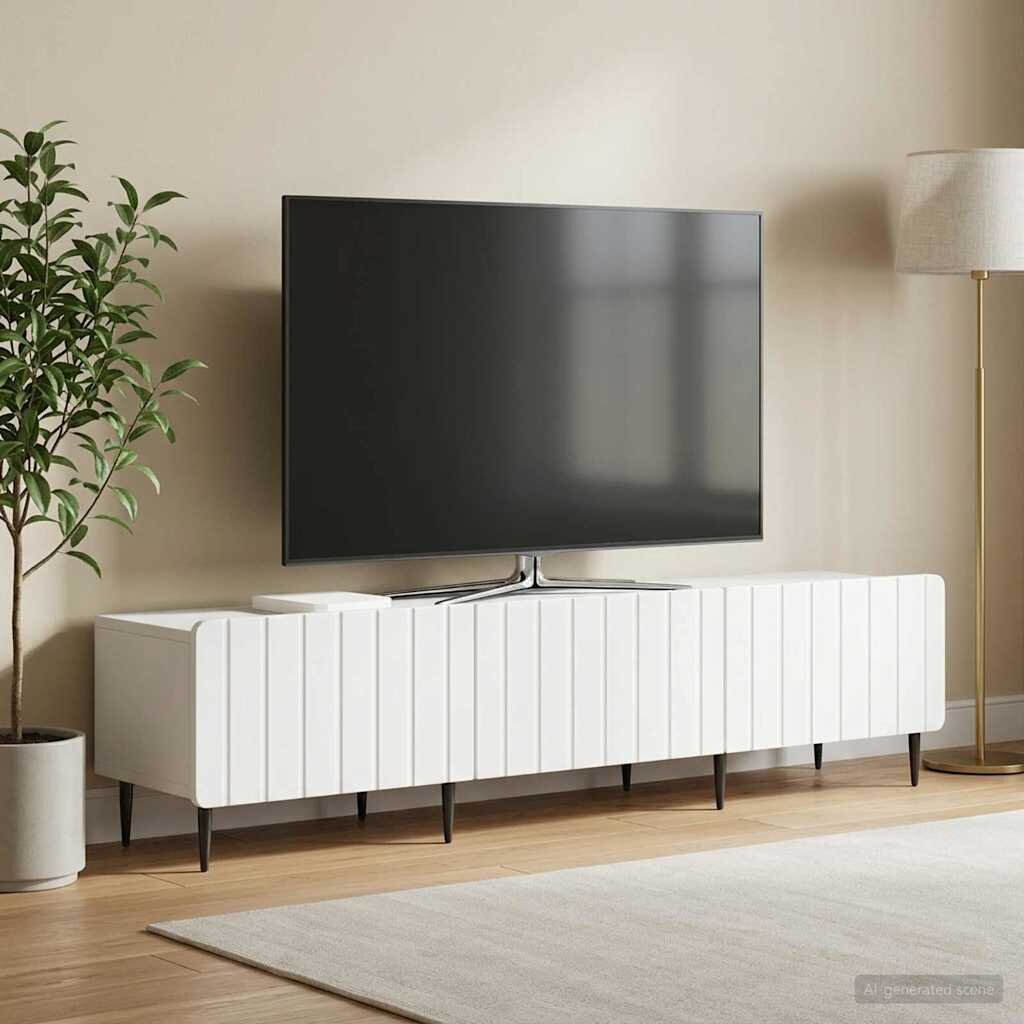 vidaXL ТВ шкаф с чекмедже Бяло 147 x 345 x 32 см Инженерна дървесина