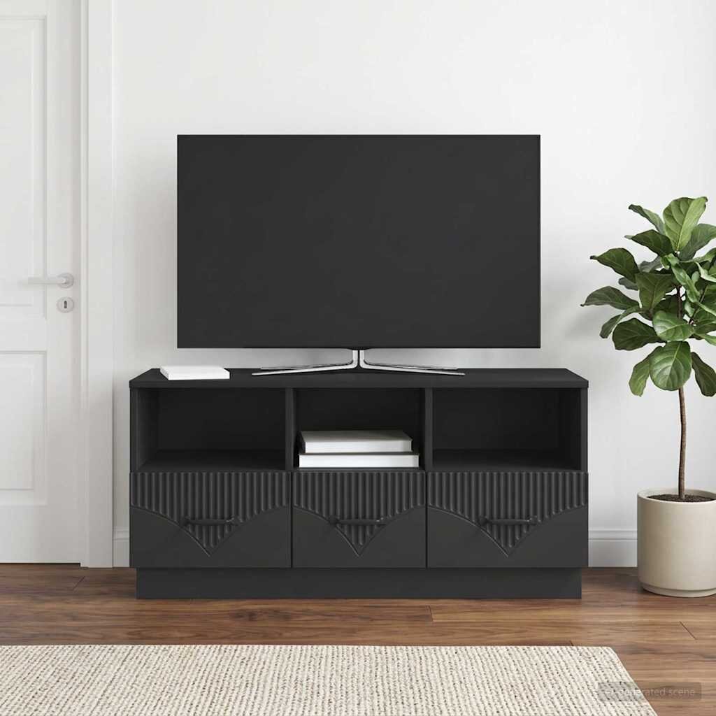 vidaXL ТВ шкаф с чекмедже Черно 102 x 345 x 47 см Инженерна дървесина