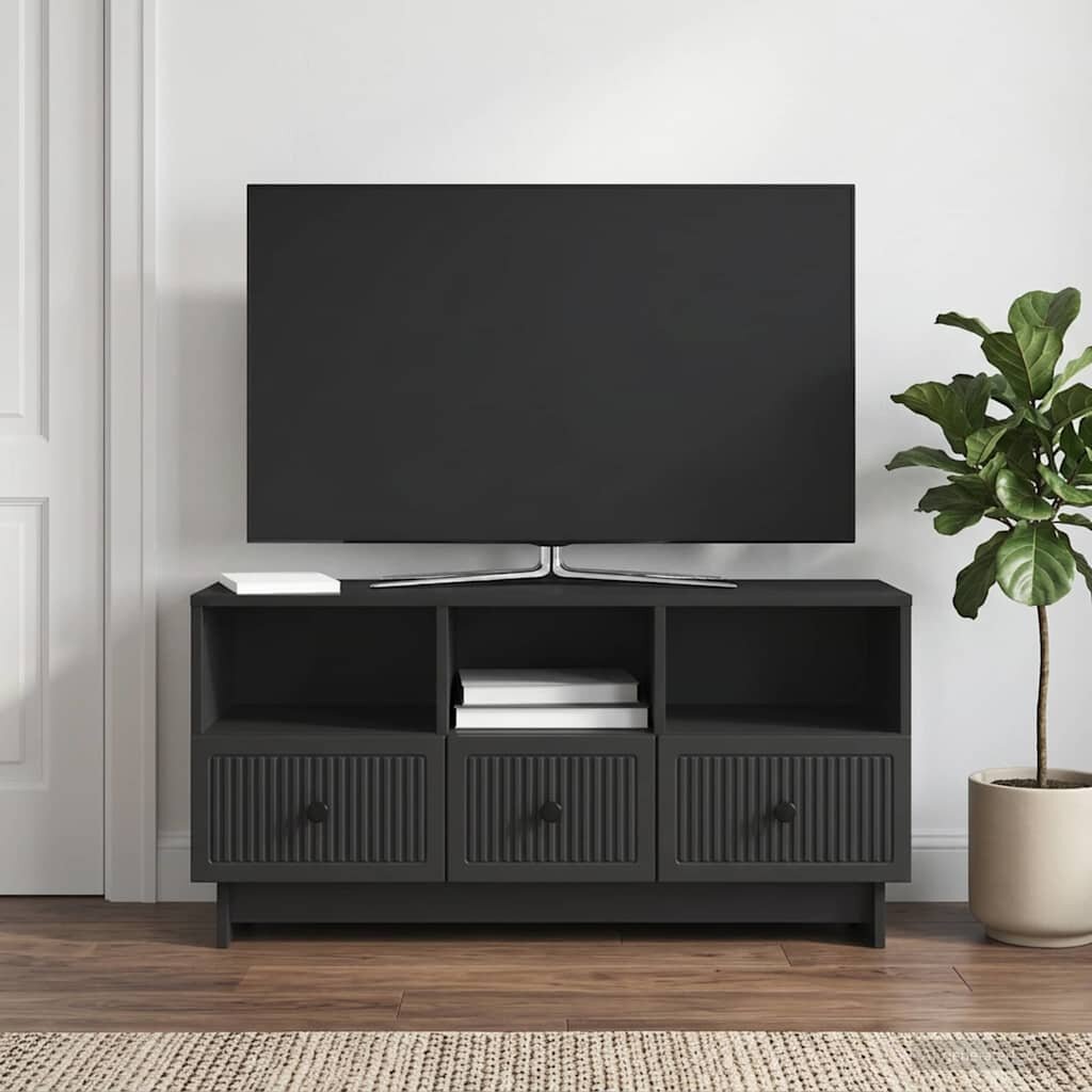 vidaXL ТВ шкаф с чекмедже Черно 102 x 345 x 50 см Инженерна дървесина