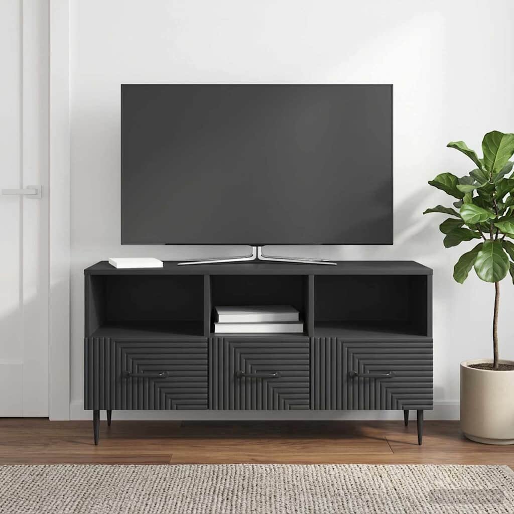 vidaXL ТВ шкаф с чекмедже Черно 102 x 345 x 50 см Инженерна дървесина