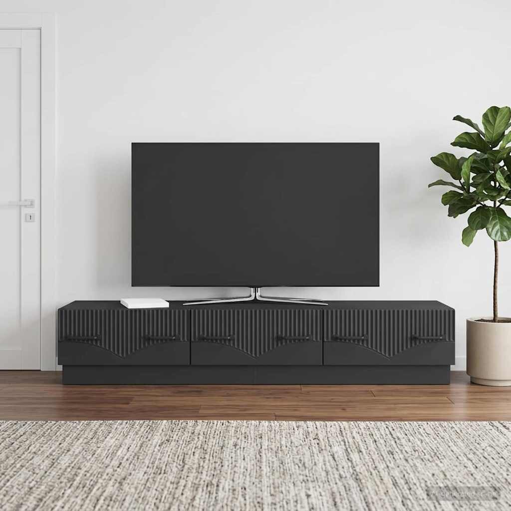 vidaXL ТВ шкаф с чекмедже Черно 147 x 345 x 27 см Инженерна дървесина