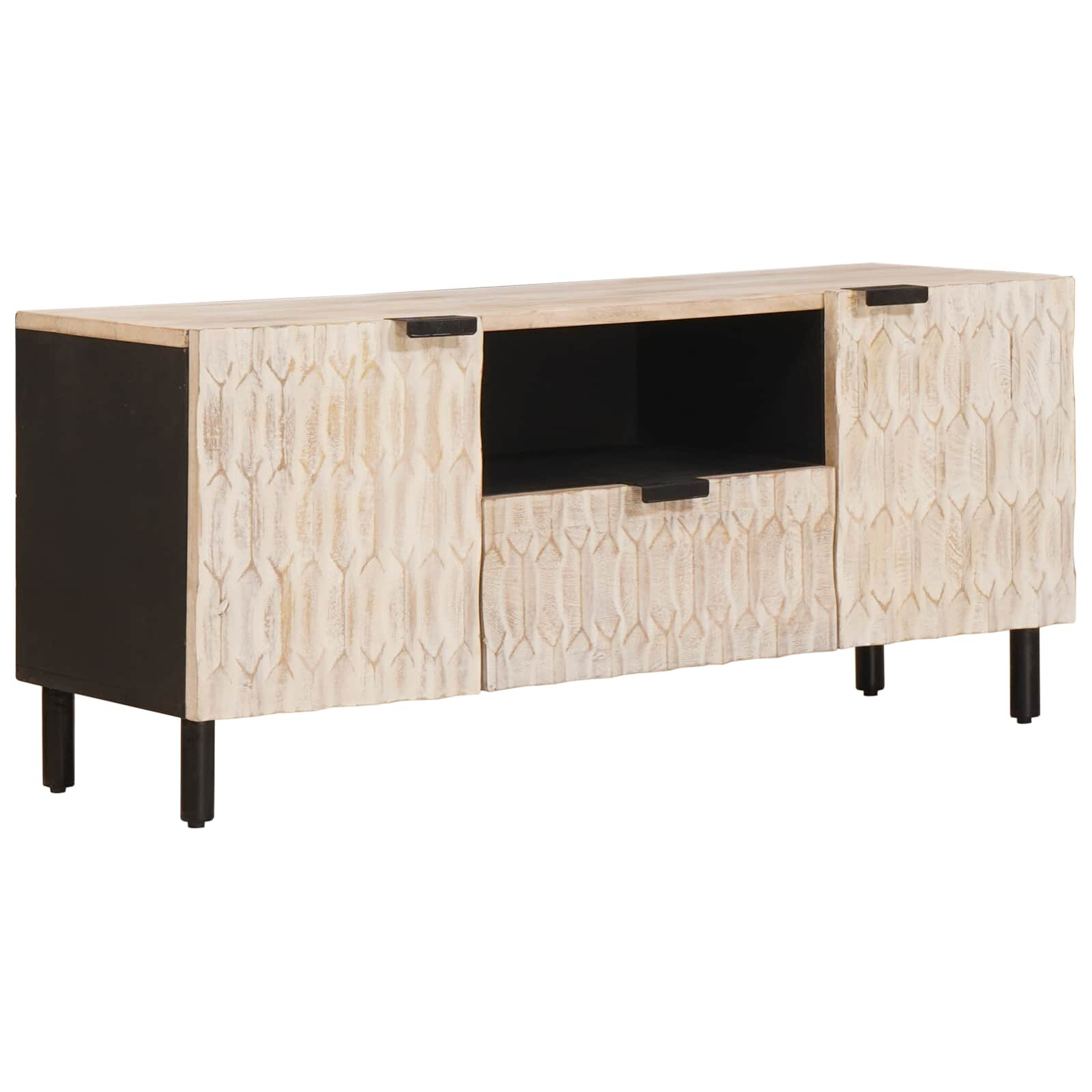 vidaXL ТВ шкаф с чекмедже Финал на бяло измиване 105 x 33 x 46 см