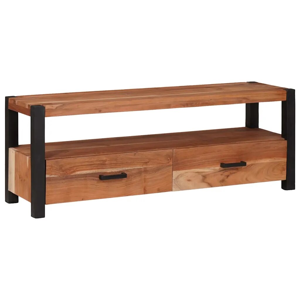 vidaXL ТВ шкаф с чекмедже Кафяво 110 x 30 x 40 cm Акациево дърво масив