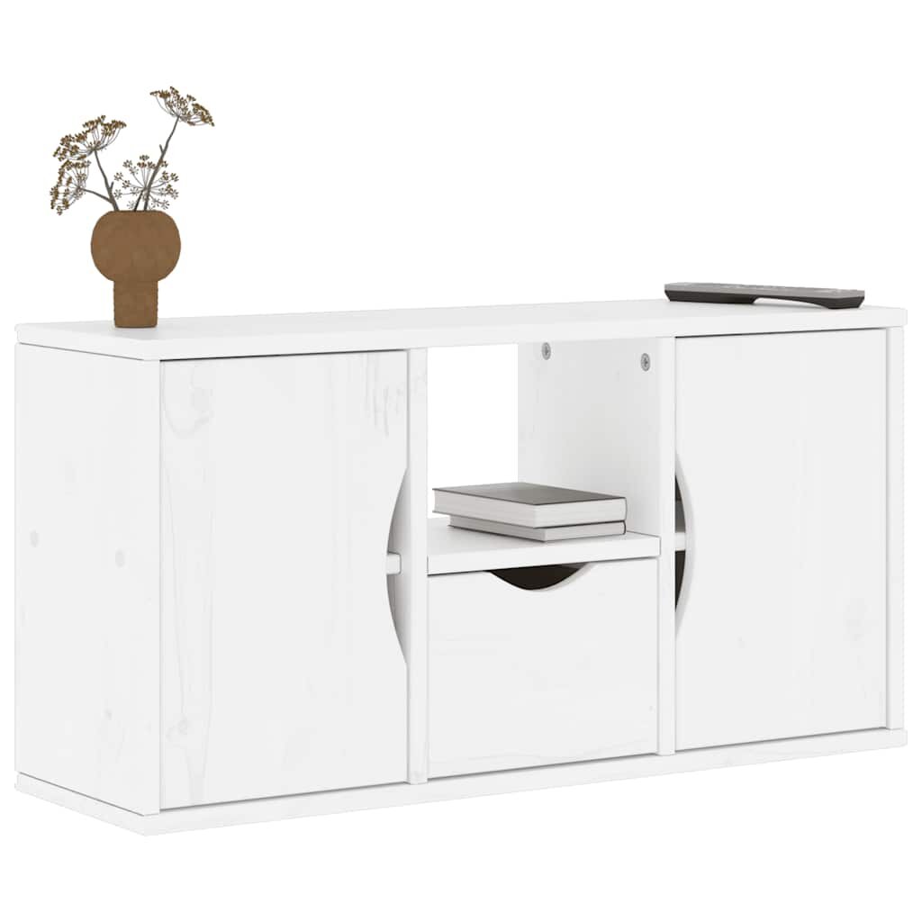 vidaXL ТВ шкаф с чекмедже ODDA бял 79x24x40 cm масивна дървесина бор