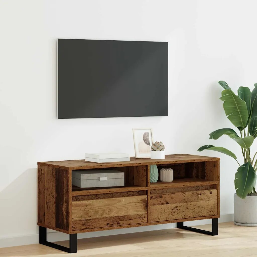 vidaXL ТВ шкаф с чекмедже Старо дърво 100 x 345 x 445 см
