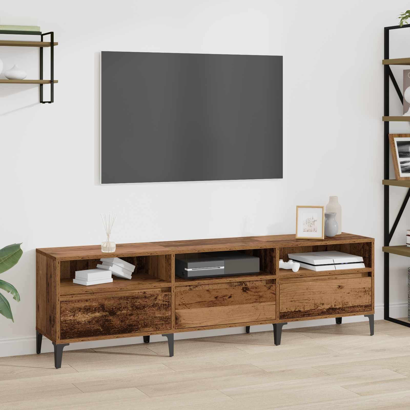 vidaXL ТВ шкаф с чекмедже Старо дърво 150 x 30 x 45 см