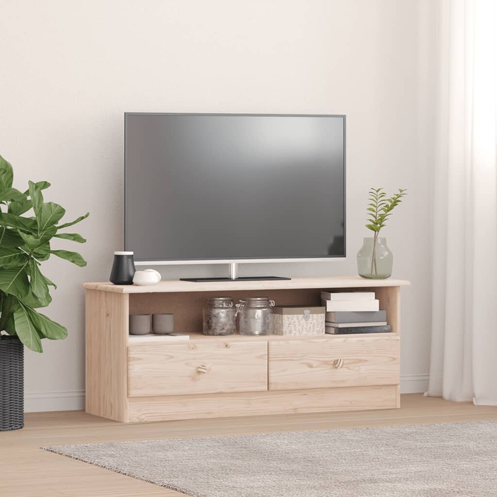 vidaXL ТВ шкаф с чекмеджета ALTA 100x35x41 см бор масив