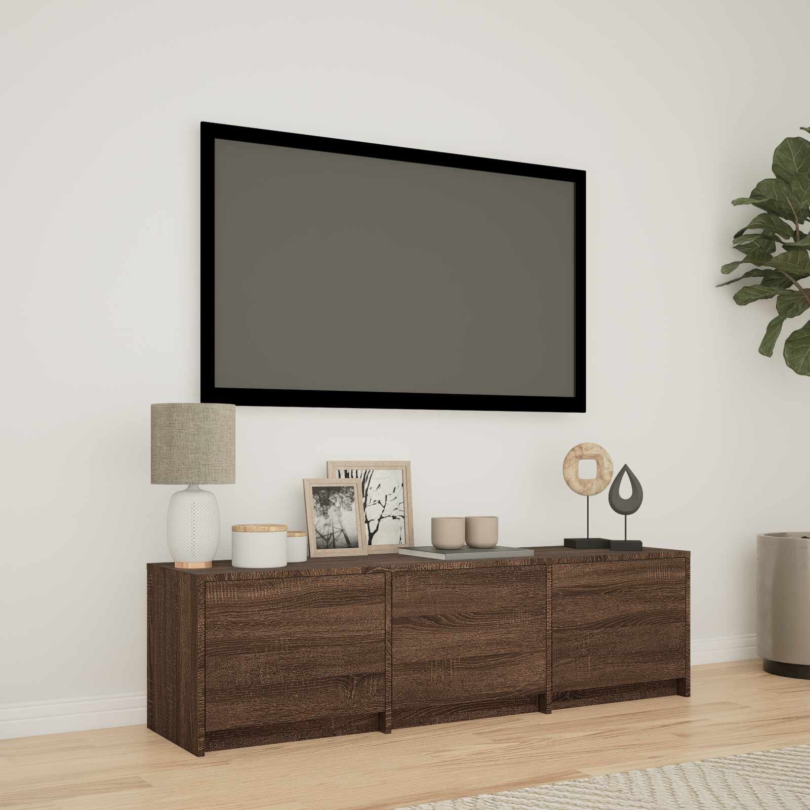 vidaXL TV шкаф с LED 140 x 34 x 40 см Кафяв дъб